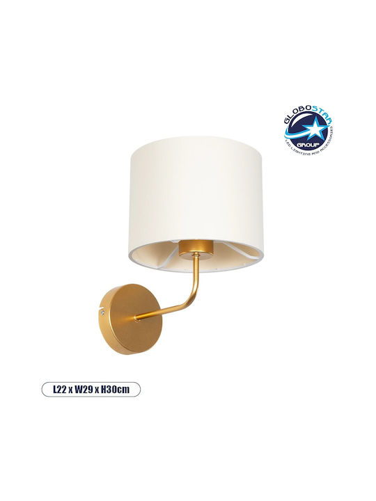 GloboStar Ralph Vintage Φωτιστικό Τοίχου με Ντουί E27 Χρυσό 26x29εκ.