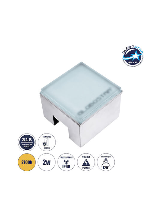 GloboStar Spot De Podea LED 2W Cu Lumină Alb Cald IP68 Gri