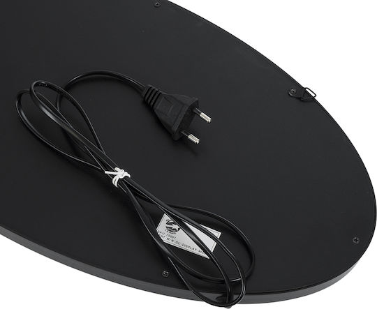 Globostar 75687 Led Sign Oval Signage Coffee Lamp with Oval Marking Ac 230v socket M48 X W1.8 X H24.5cm