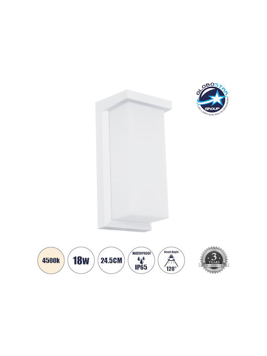 GloboStar Loft Wall-Mounted Outdoor LED Ceiling Lamp IP65 18W with Natural White Light 24.5x11x9.5cm