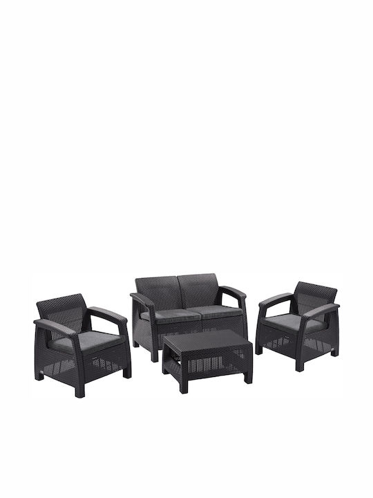Garden & Outdoor Furniture Set 4 Pieces Grey