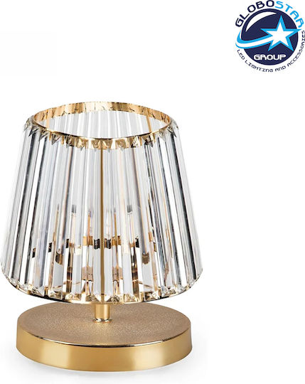GloboStar Plastic Table Lamp for Socket E27 with Transparent Shade and Gold Base