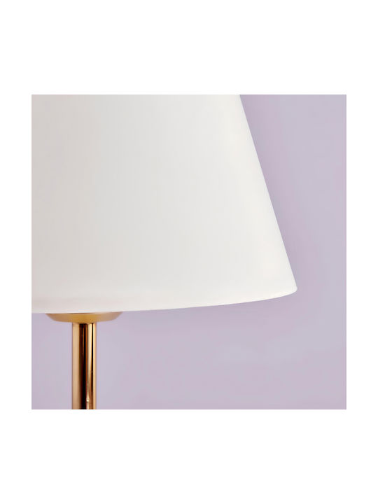 GloboStar Glossy Metal Table Lamp for Socket E27 with White Shade and Gold Base