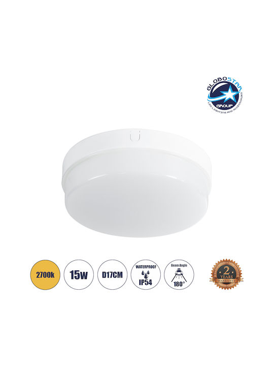 GloboStar Revano Ceiling Mount Light Bathroom 17cm White with Integrated LED
