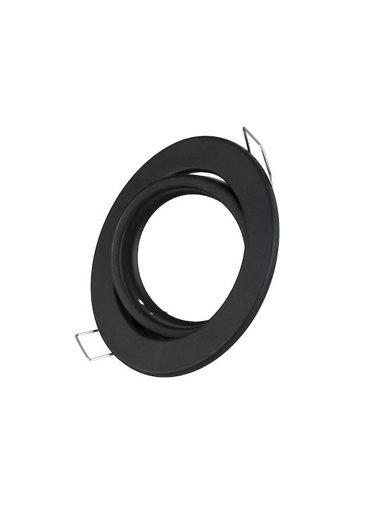 GloboStar Delta Round Metallic Frame for Spot GU5.3 Black 9.2x9.2cm. 1pcs