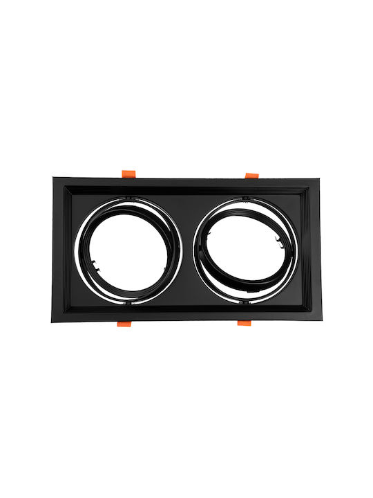 GloboStar Rectangle Metallic Frame for Spot AR111 Black 33.5x17.5cm. 1pcs