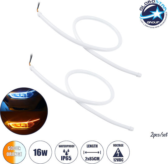 GloboStar Waterproof LED Strip 12V Orange Light 0.85m Type COB