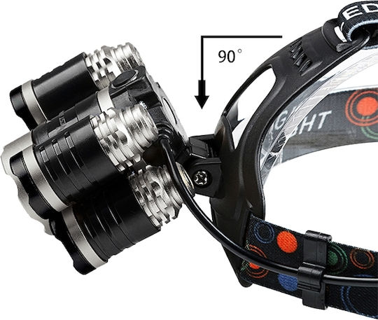 GloboStar Rechargeable Headlamp LED IP44 with Maximum Brightness 5000lm XML2-T6 50pcs Black