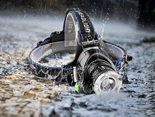 GloboStar Rechargeable Headlamp LED IP44 with Maximum Brightness 1800lm XML2-T6 100pcs Black