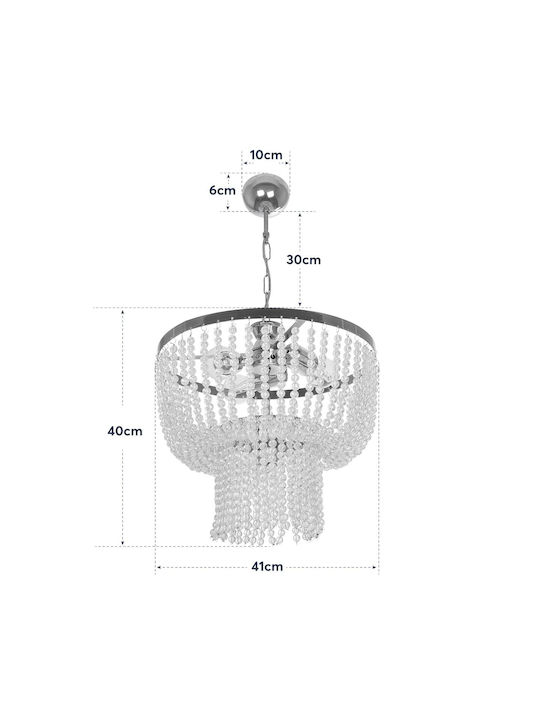 GloboStar Πολυέλαιος 4xE27 Ø73cm με Κρύσταλλα Χρυσός 203-0028