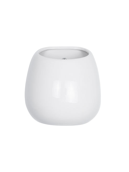GloboStar Γλάστρα Πήλινη Λευκή 12x12x13εκ.