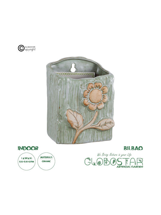 GloboStar Ceramic Green Flower Pot 13x13x17cm