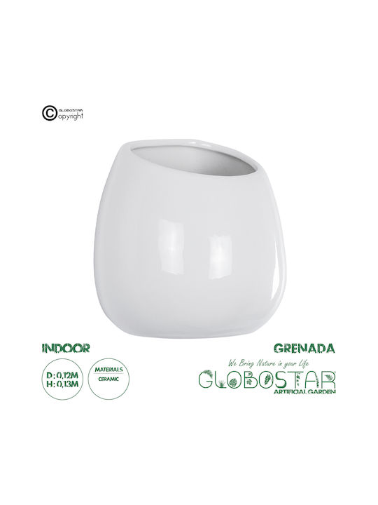GloboStar Γλάστρα Πήλινη Λευκή 12x12x13εκ.