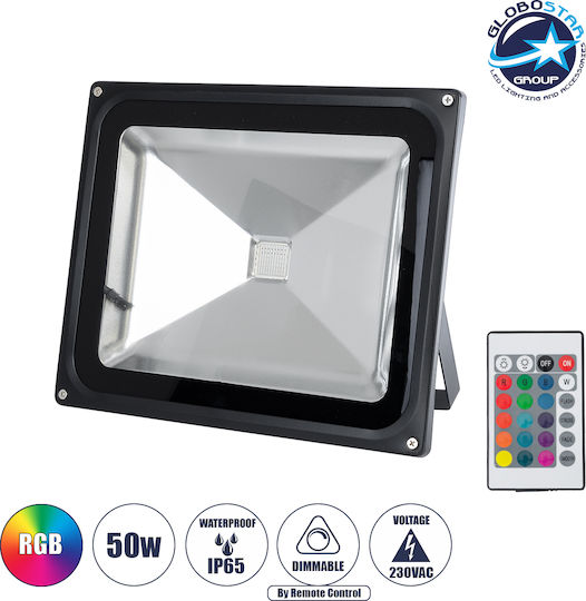 GloboStar Στεγανός Προβολέας LED 50W RGB με Τηλεχειριστήριο IP65