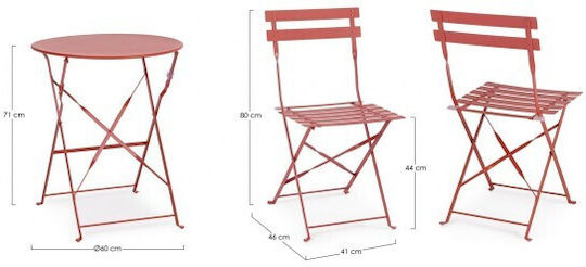Austin 3 Pieces Dining Room Set for Small Outdoor Spaces Terracotta