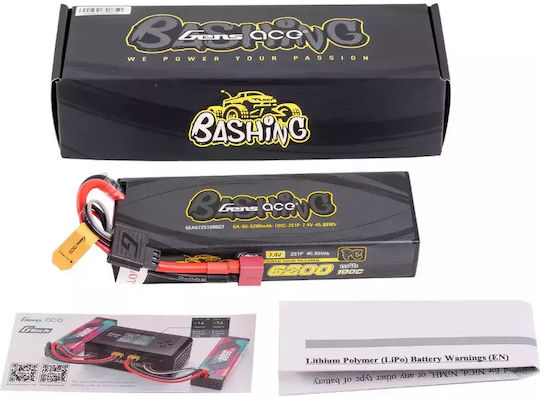 Gens Ace Bashing Μπαταρία Li-Po 7.4V 6200mAh 100C 2S T-Plug για Τηλεκατευθυνόμενο