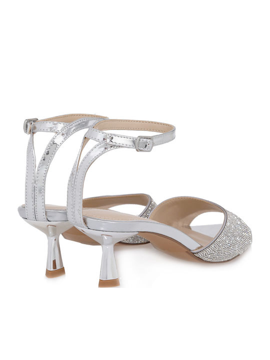 Sandalen mit Strass Silber