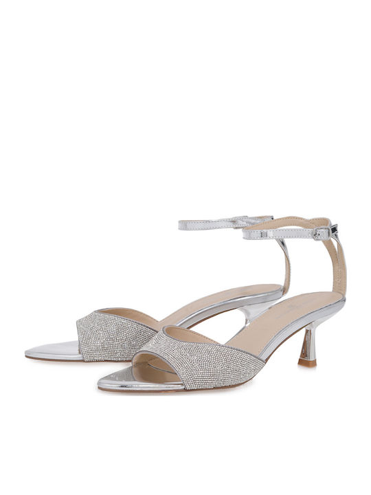 Sandalen mit Strass Silber