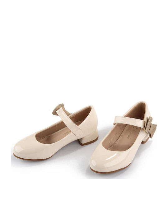 Kids Ballerinas with Hoop & Loop Closure Beige