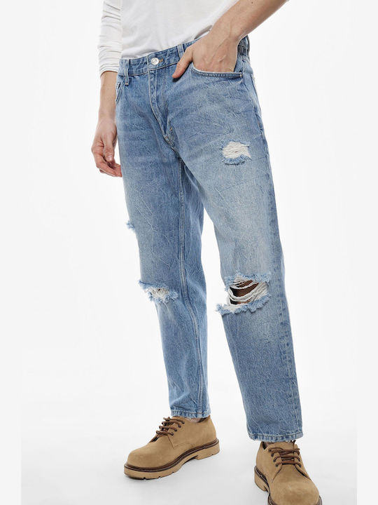 Men's Jeans Pants with Loose Straight Fit Blue