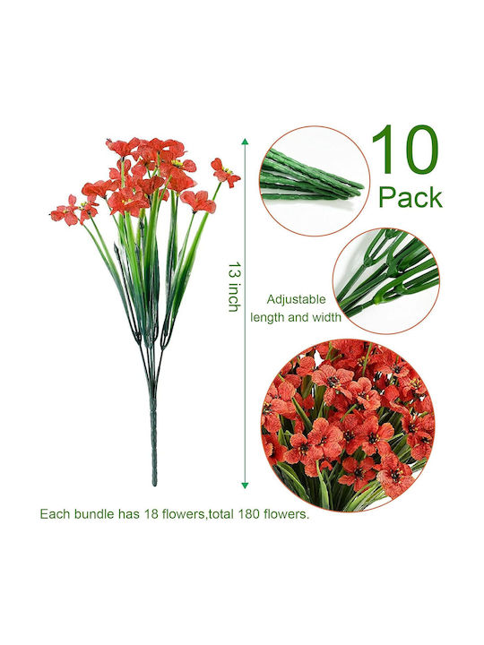 Artificial Flowers Decoration 10 Bunches Red Silk