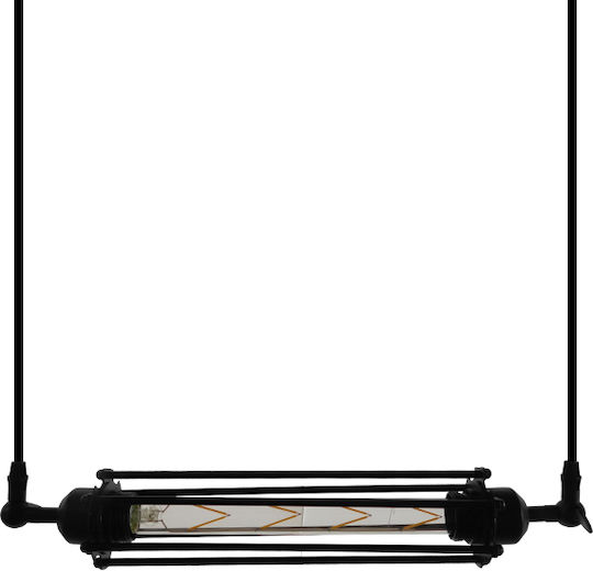 GloboStar Tube Висящо Осветително Тяло Черен Rail с Цокъл E27 43x11см.