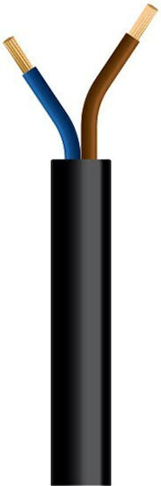 Eurolamp Καλώδιο Ρεύματος με Διατομή 2x0.75mm² σε Μαύρο Χρώμα 1m Εύκαμπτο