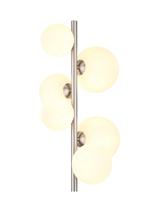 Globo Lighting Floor Lamp H155xW29.5cm. with Socket for Bulb G9 Silver