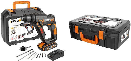 Worx WX390 Percuție Ciocan rotopercutor Baterie Fără perii 20V 2x2Ah cu Suport SDS Plus / Rapid WX390
