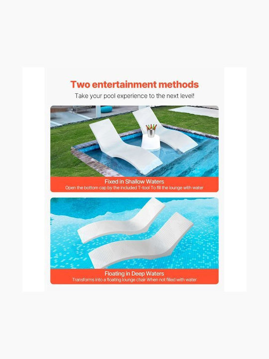 Deckchair White 2pcs 180x60x56cm.