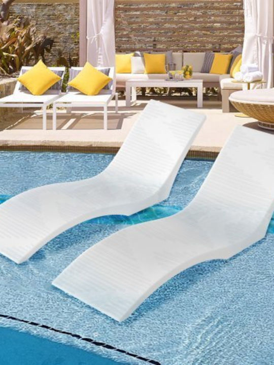 Deckchair White 2pcs 180x60x56cm.