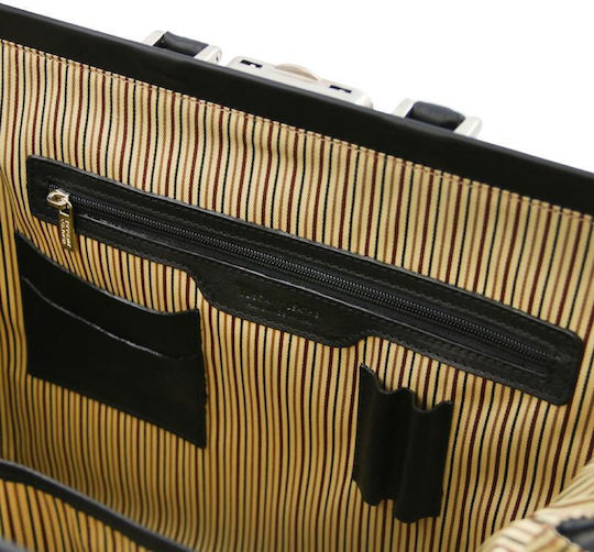 Tuscany Leather Δερμάτινη Ιατρική Τσάντα Leonardo σε Μαύρο Χρώμα