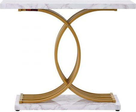 Console Table Wood & Marble White L100xW30xH81cm