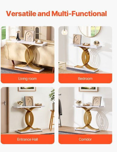 Console Table Wood & Marble White L100xW30xH81cm