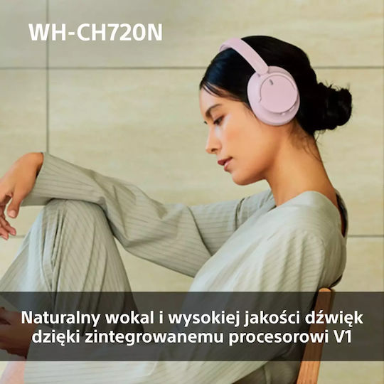 Sony WH-CH720N Wireless / Wired Over Ear Headphones with 35 hours of Operation and Quick Charge Pink