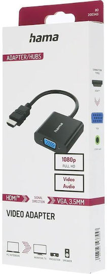 HAMA Конвертор HDMI мъжки към 3.5mm / VGA женски Черен 1бр 00200343
