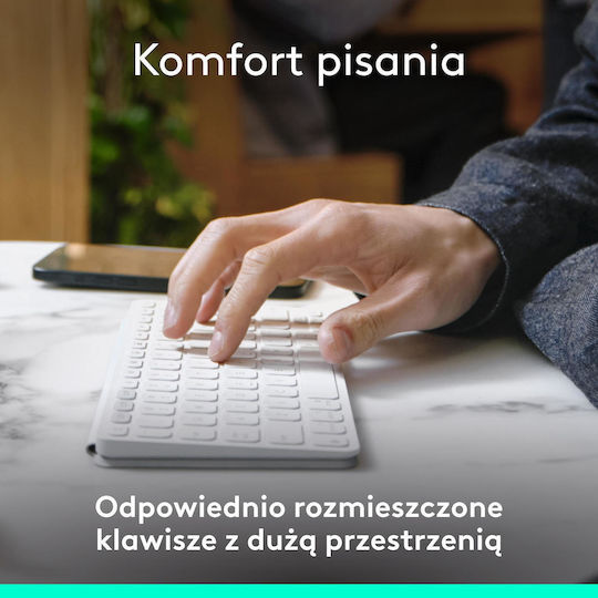 Logitech Keys To Go 2 Ασύρματο Bluetooth Πληκτρολόγιο για Tablet Αγγλικό US LightGray
