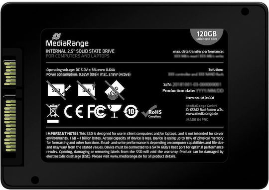 MediaRange MR1001 SSD 120GB Type 2.5'' with SATA III Connection MR1001