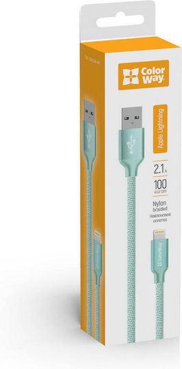 ColorWay Редовна USB-A към Lightning кабел 18W Зелен 1м (CW-CBUL004-MT)