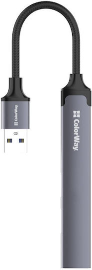 ColorWay Hub 4 Θυρών USB 3.0 με σύνδεση USB-A Ασημί