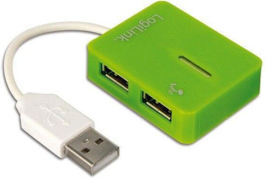 LogiLink Hub 4 Θυρών USB 2.0 με σύνδεση USB-A Πράσινο