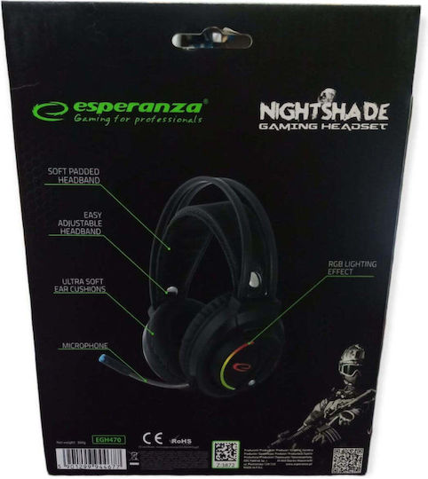 Esperanza Nightshade Over Ear Gaming Headset with Connection 3.5mm / USB