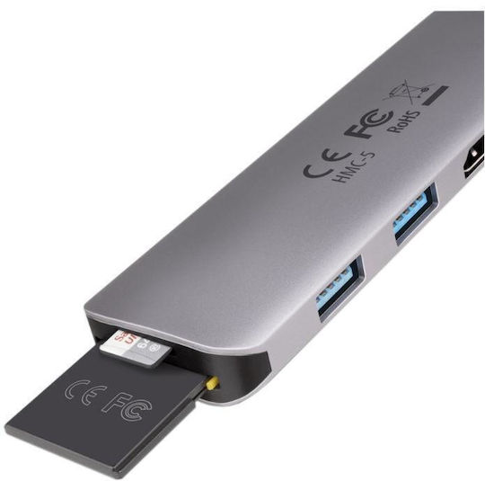 Axagon HMC-5 USB-C Docking Station mit HDMI 4K PD Silber