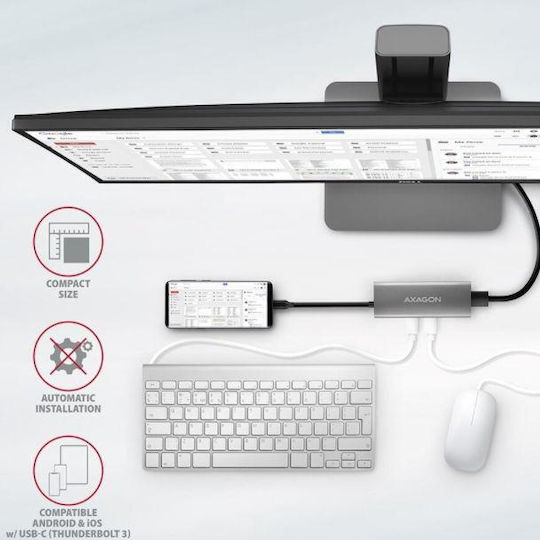 Axagon HMC-5G2 USB-C Docking Station mit HDMI 4K PD Silber