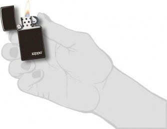Zippo Тънка Запалка с Пламък в Черен Цвят