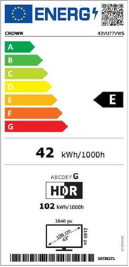 Crown Smart Fernseher 43" 4K UHD LED 43VU77VWS (2024)