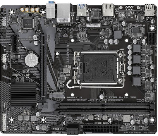 Gigabyte H610M K V2 rev. 1.0 Motherboard ATX with Intel 1700 Socket
