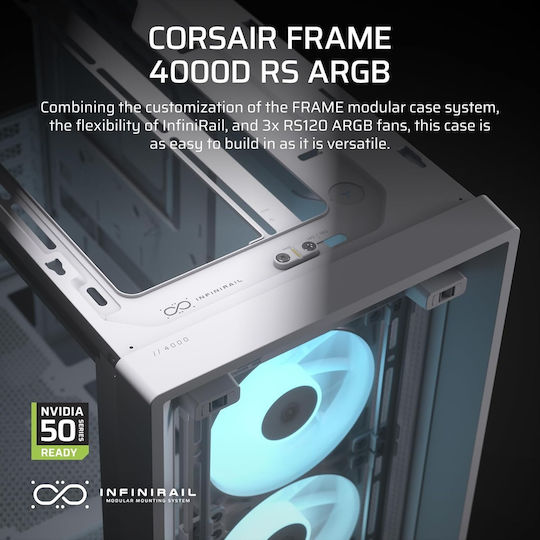 Corsair Corsair Gehäuse 4000D RS Gaming Midi-Turm Computergehäuse mit RGB-Beleuchtung Weiß