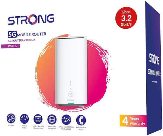 Strong 5GROUTERAX3000 Ασύρματο 5G Router Wi‑Fi 6 με 2 Θύρες