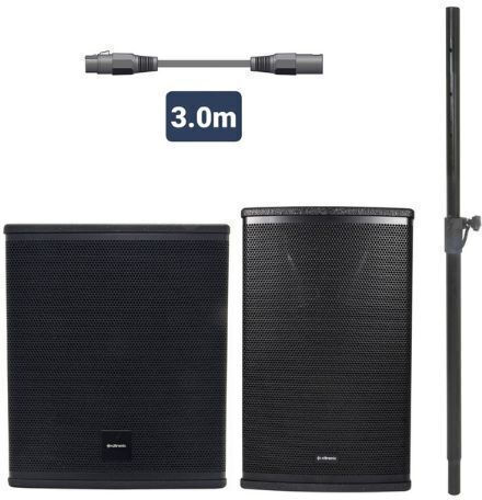 Citronic Cuba-12 Set With Subwoofer 15 + Mdf Cabinet ACTIVE-CUBA-12 Set with Powered Speaker PA 400W with Woofer 12"